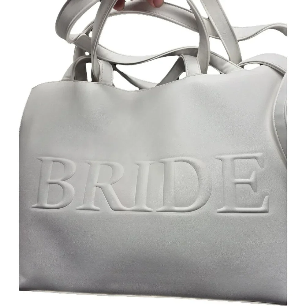 Roses Are Red Bride Tote Bag Shoulder Bag Purse Travel Bag Embossed White